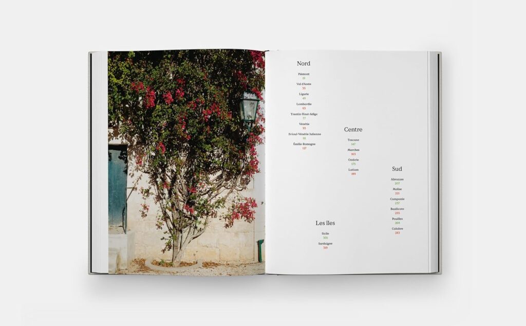 livre de cuisine, Italie, recettes régionales, voyage, gastronomie, sommaire, organisation, découverte