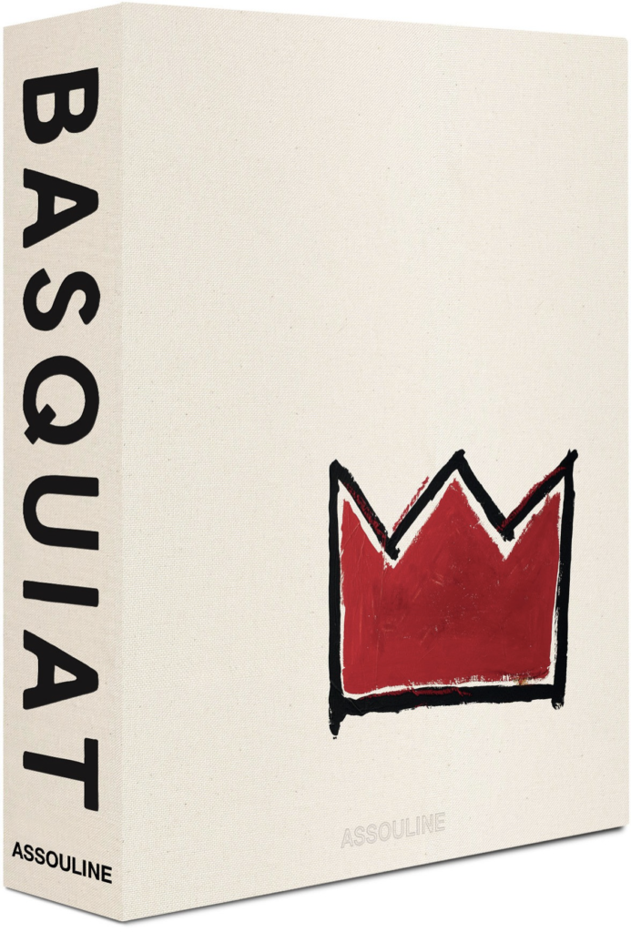 Coffret du livre Basquiat The World of Jean-Michel par Assouline avec œuvres iconiques et design inspiré de la texture des toiles de Basquiat